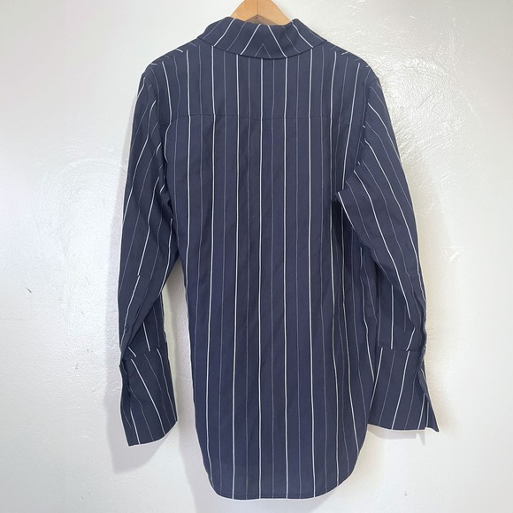 ALIGNE Pinstripe Lyocell Linen Wrap Front Shirt and Wide Leg Pants Sets Size 2 - Picture 8 of 15